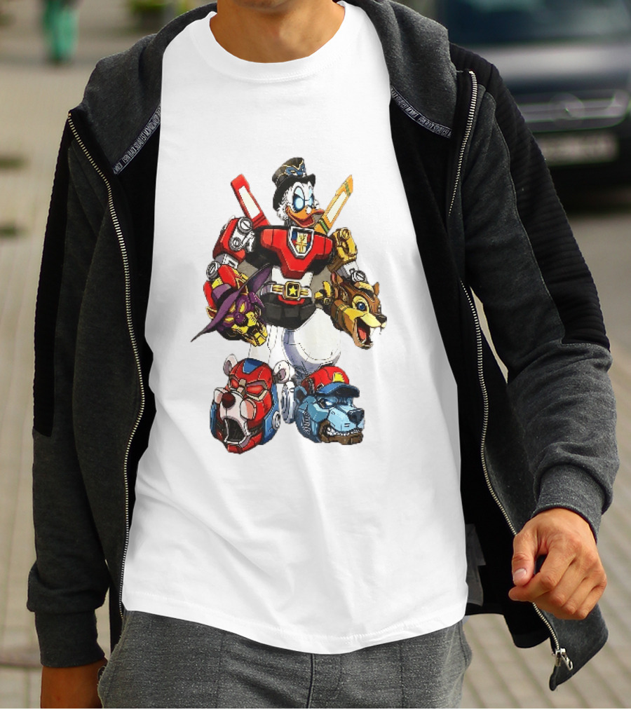 Cartoon Duck Mecha Robot Animal Armor Combination With Animal Heads T-Shirt