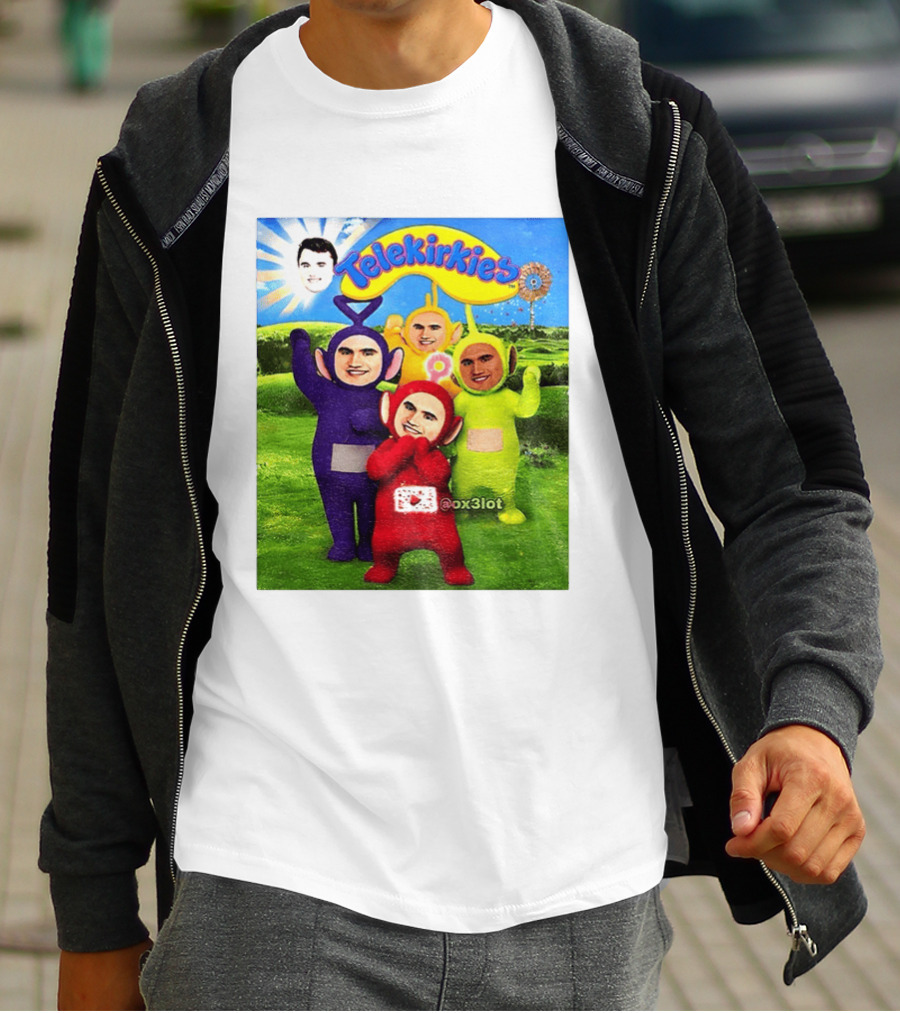 Charlie Kirk Telekirkies Meme Teletubbies Parody Face Swap T-Shirt