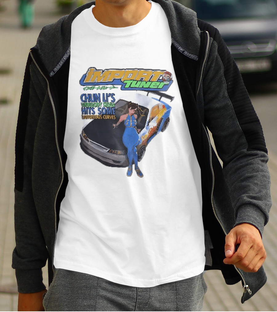 Import Tuner Chun Li's Widebody Silvia Hits Some Dangerous Curves Auto Racing Anime T-Shirt