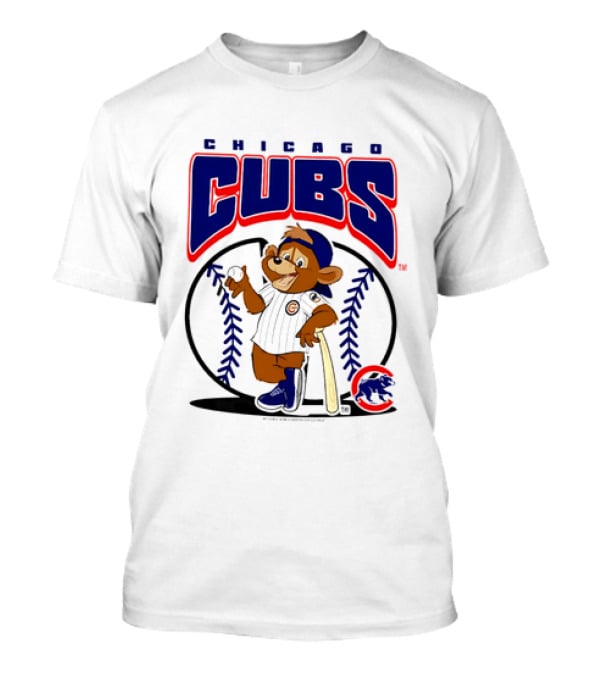 Chicago Cubs MLB 2026 Mania Bear Character Baseball Bat T-Shirt