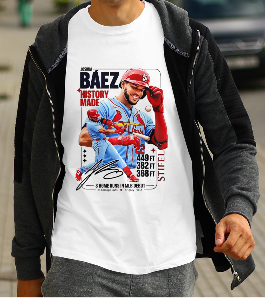 Joshua Baez St. Louis Cardinals Historic MLB Debut 3 Home Runs Wrigley Field T-Shirt