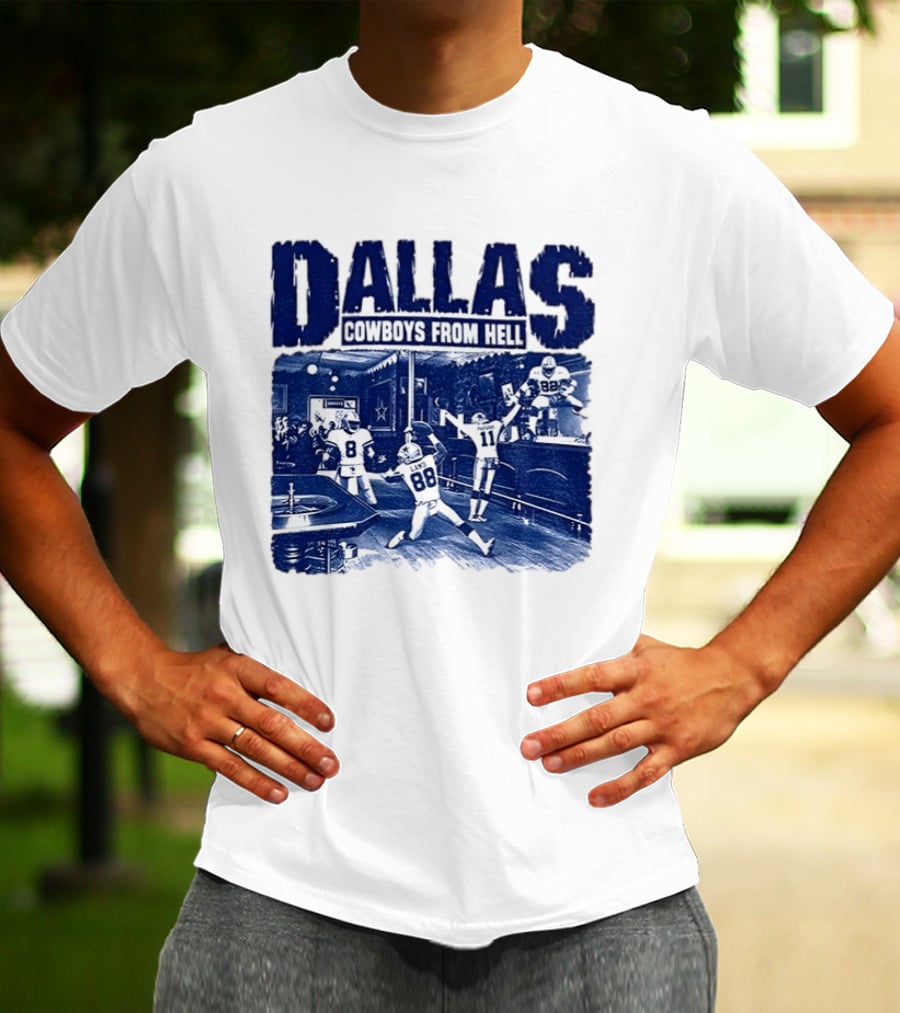 Dallas Cowboys From Hell Football Bar Scene T-Shirt