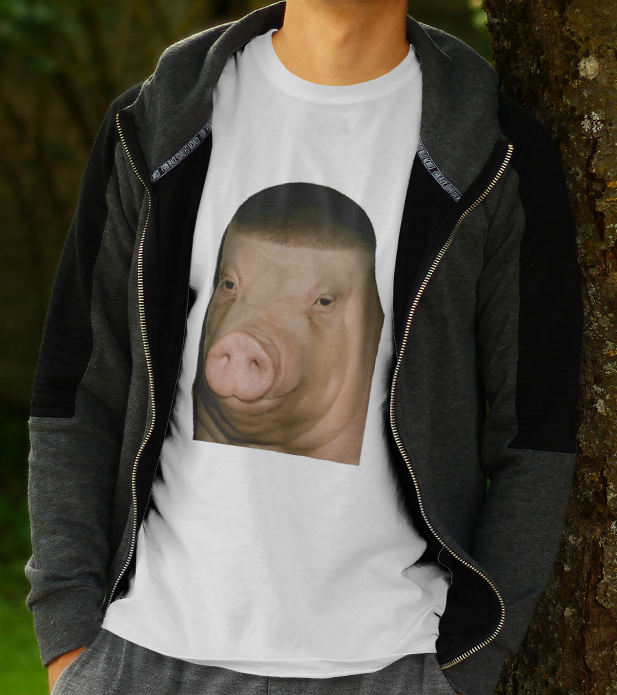 Photorealistic Close Up Pig Face Edgar Haircut Cutout T-Shirt