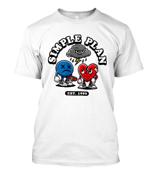 Simple Plan Est 1999 Sad Face Broken Heart Storm Cloud T-Shirt