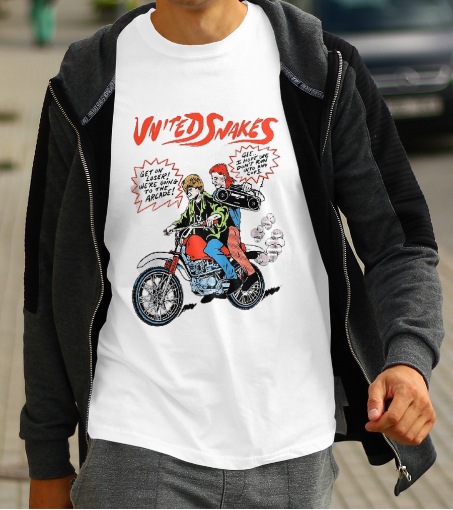 United Snakes Get On Loser We're Going To The Arcade Motorcycle Adventure T-Shirt