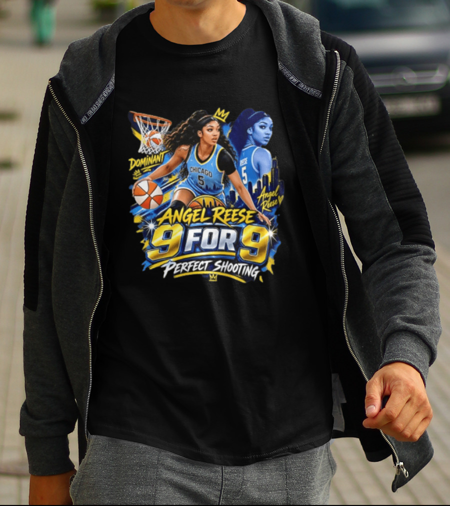 Angel Reese 9 For 9 Perfect Shooting Dominant Chicago Basketball T-Shirt