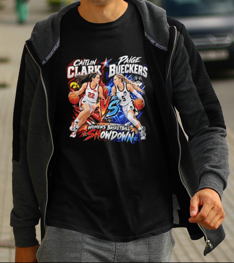 Caitlin Clark Paige Bueckers Basketball Showdown VS Rivalry T-Shirt