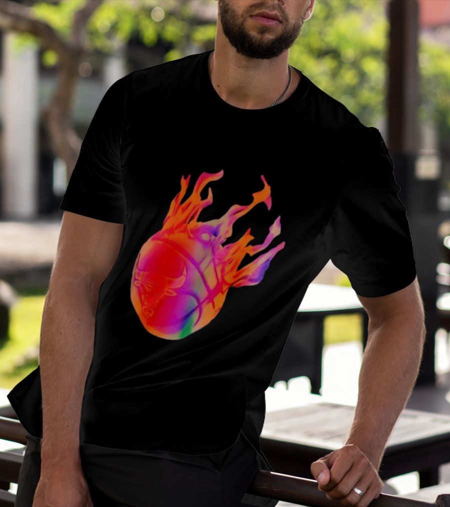 Chicago Bulls NBA Basketball Flaming Fireball NBA Fans Merchandise T-Shirt