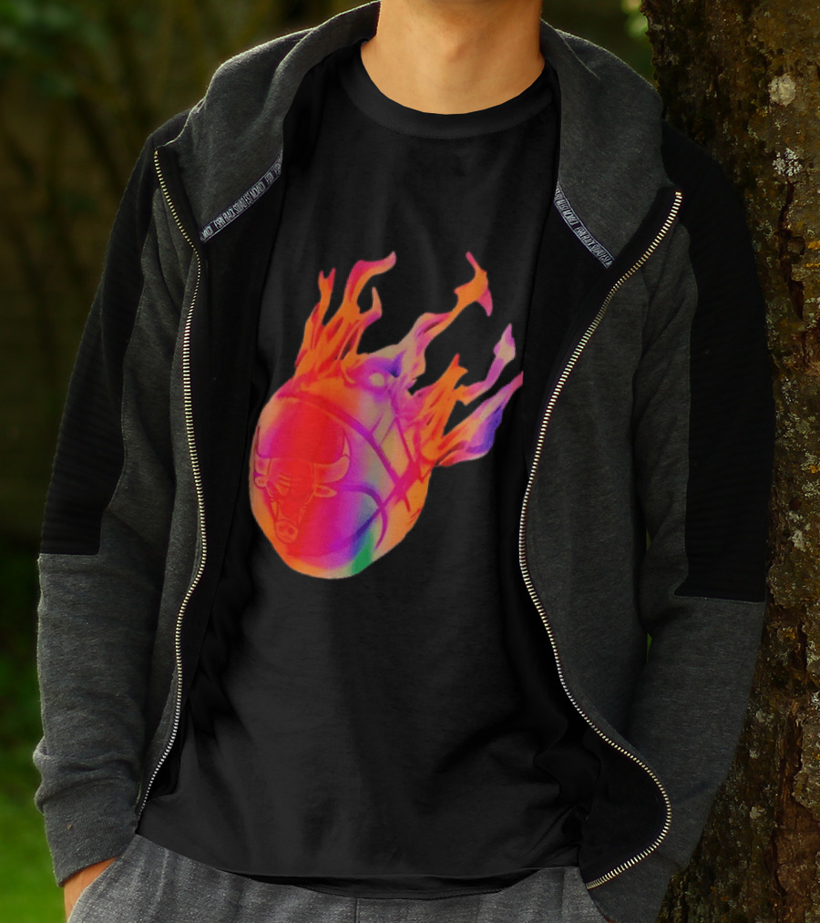 Chicago Bulls NBA Basketball Flaming Fireball NBA Fans Merchandise T-Shirt