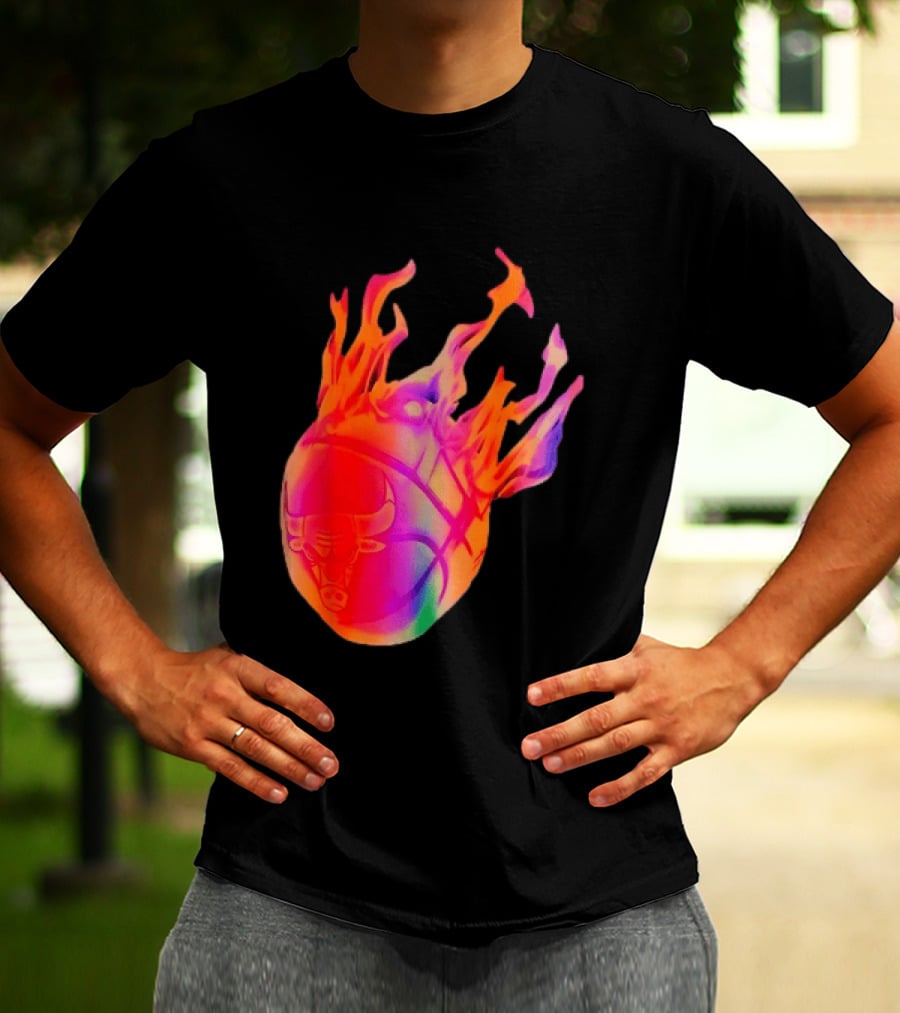 Chicago Bulls NBA Basketball Flaming Fireball NBA Fans Merchandise T-Shirt