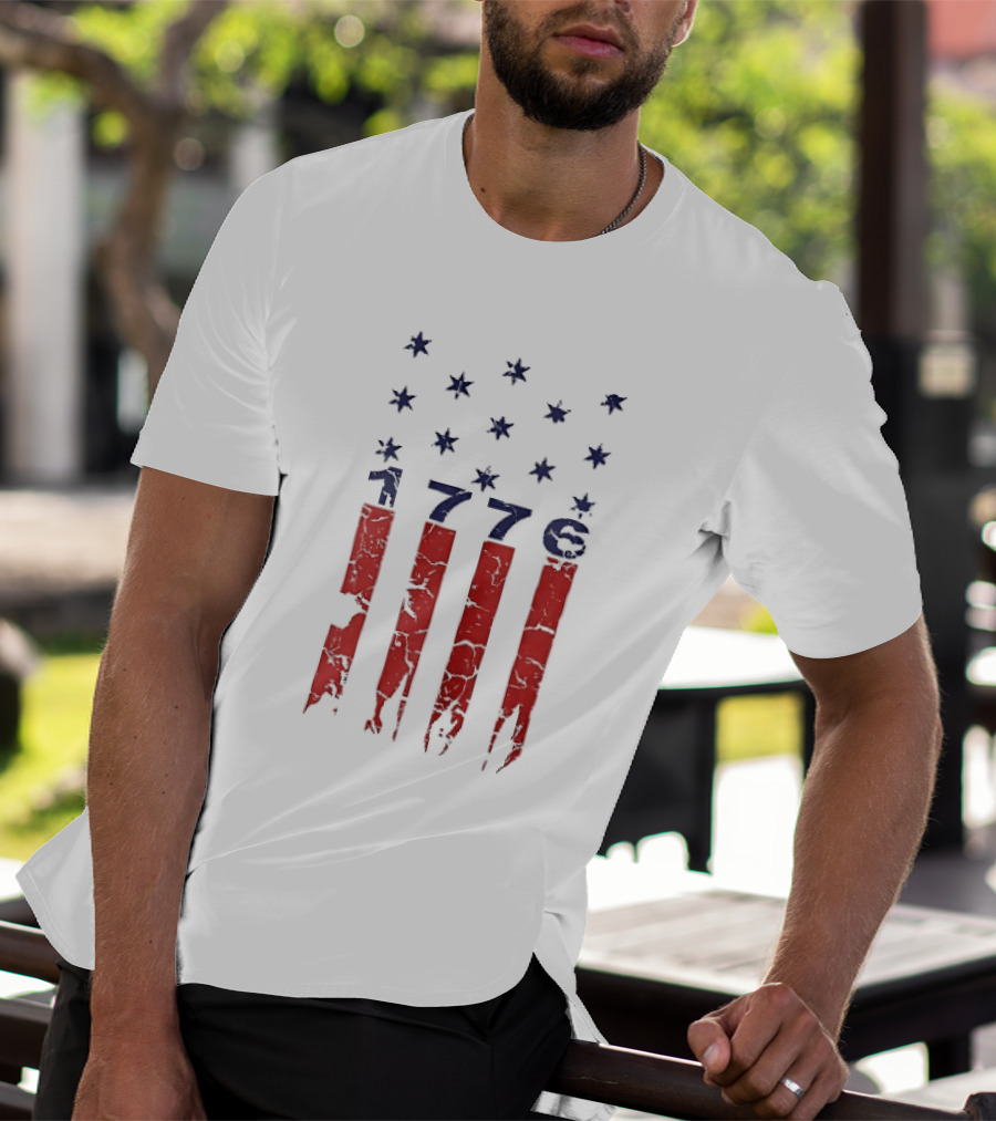1776 Distressed American Flag Stars Stripes Patriotic T-Shirt