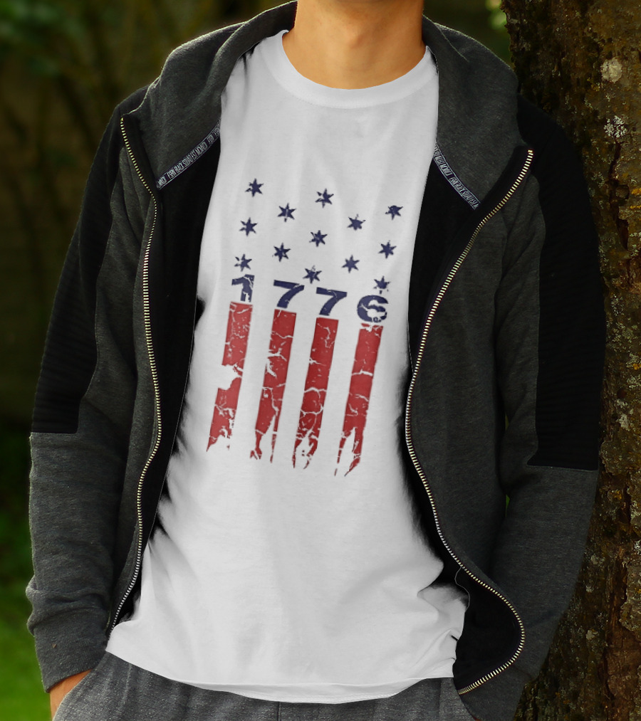 1776 Distressed American Flag Stars Stripes Patriotic T-Shirt