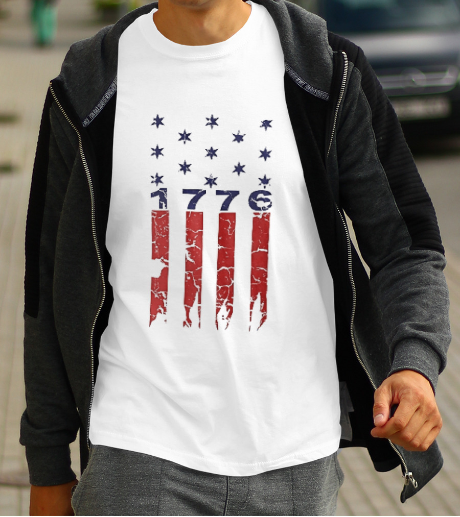 1776 Distressed American Flag Stars Stripes Patriotic T-Shirt