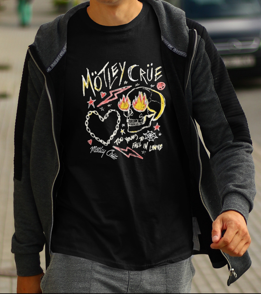 Mötley Crüe Skull Heart Lightning Too Young To Fall In Love Toddler 2026 T-Shirt