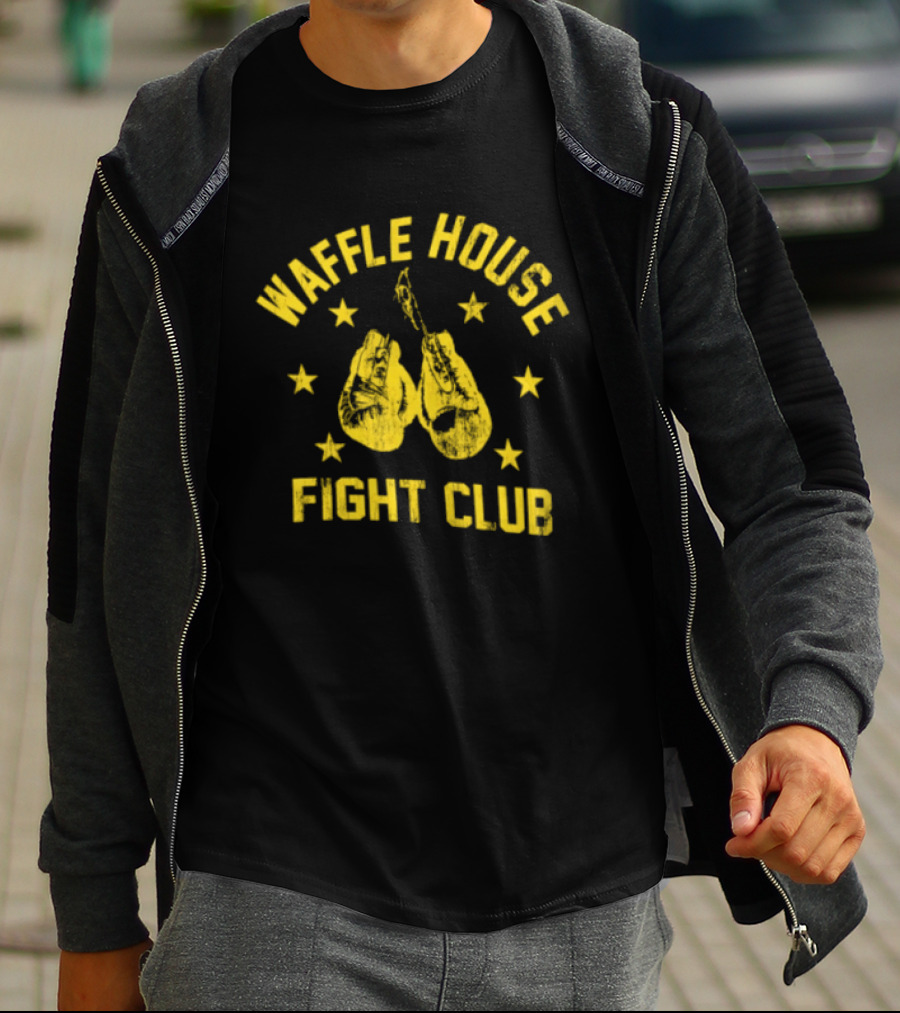 Waffle House Fight Club Boxing Gloves Stars T-Shirt