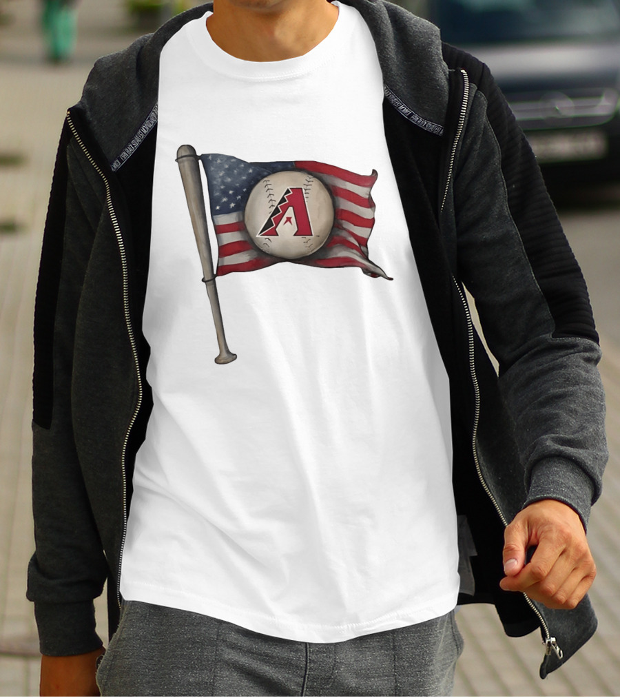 Arizona Diamondbacks American Flag Baseball Bat T-Shirt