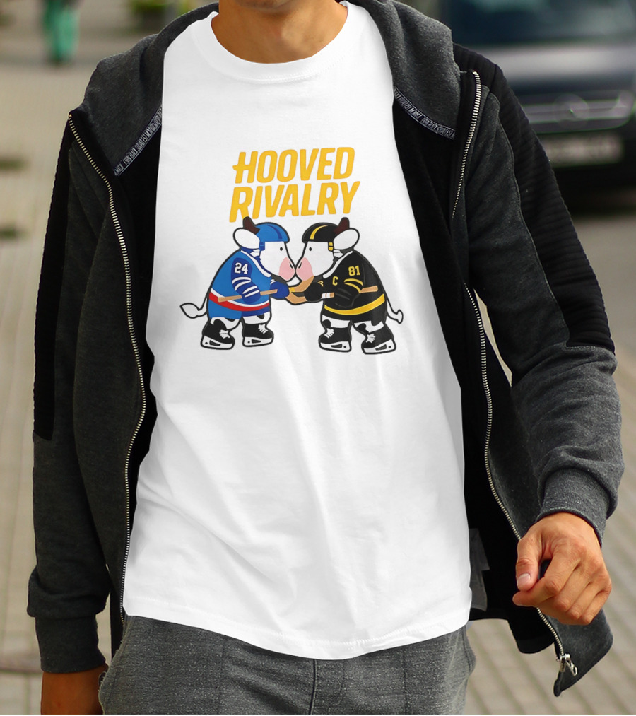 Hooved Rivalry Ilya Rozanov 24 Vs Shane Hollander 81 Hockey Faceoff T-Shirt