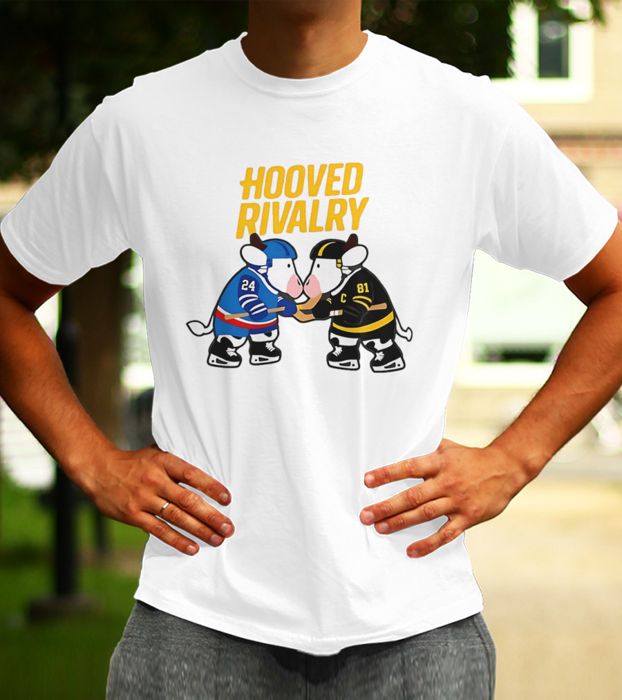 Hooved Rivalry Ilya Rozanov 24 Vs Shane Hollander 81 Hockey Faceoff T-Shirt