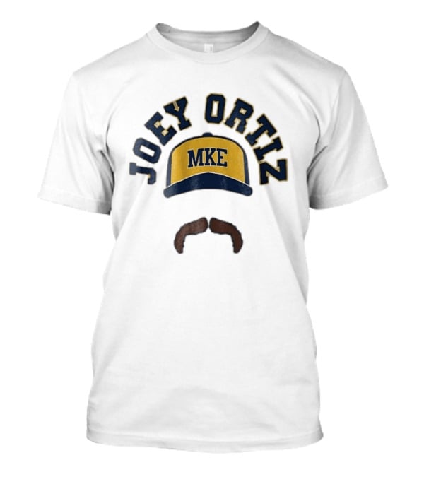 Milwaukee Brewers MKE Joey Ortiz Baseball Cap Mustache T-Shirt