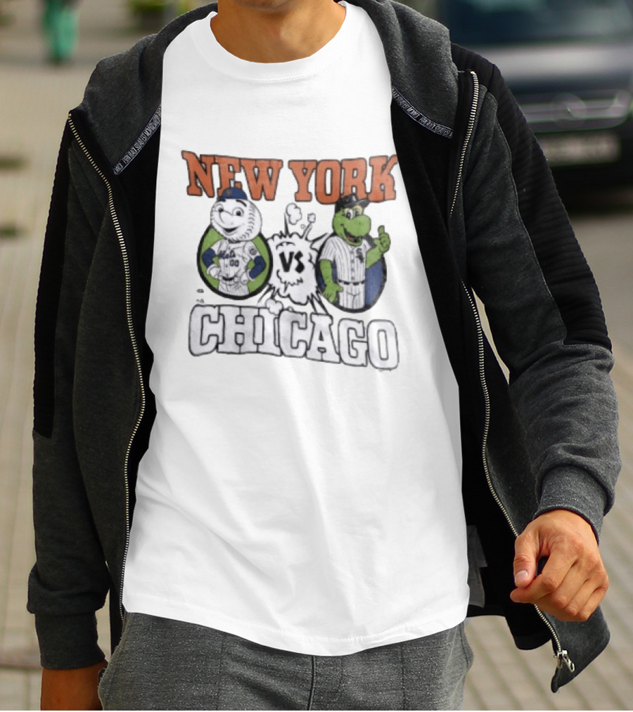 New York Vs Chicago Mets White Sox Mascots Faceoff T-Shirt