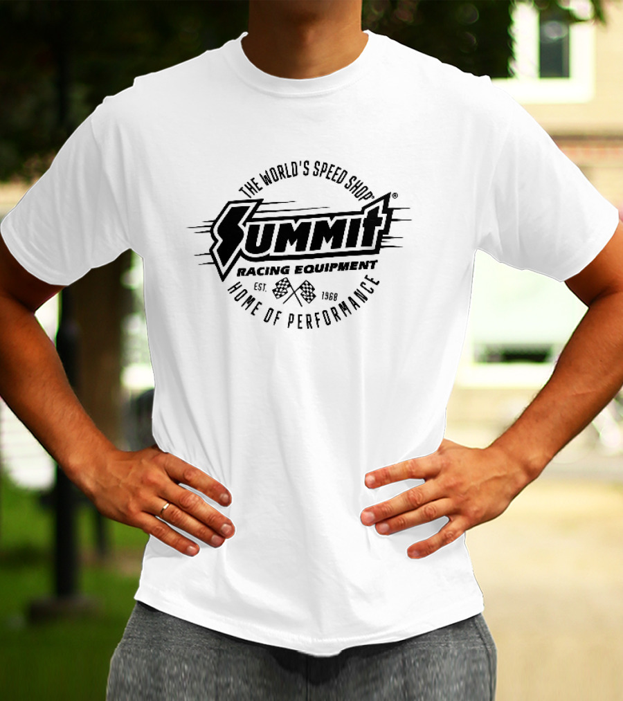 Summit Racing Equipment Est 1968 The Worlds Speed Shop Home Of Performance Checkered Flags T-Shirt