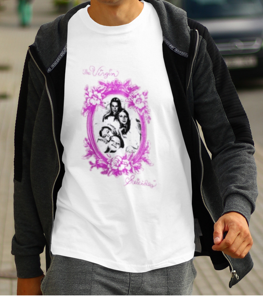 The Virgin Suicides Girls Pink Floral Oval Frame T-Shirt
