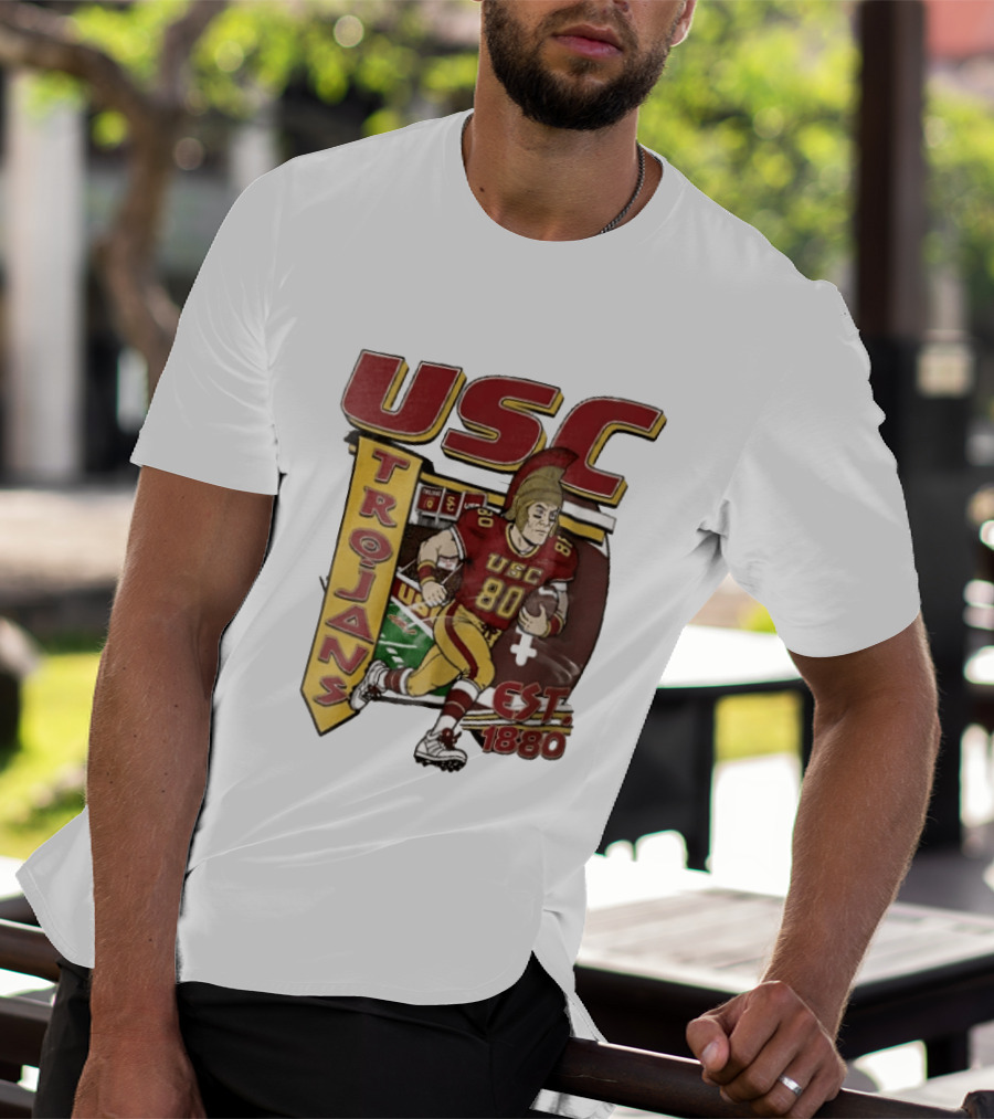 USC Trojans Football Player Cartoon Scoreboard Est 1880 T-Shirt