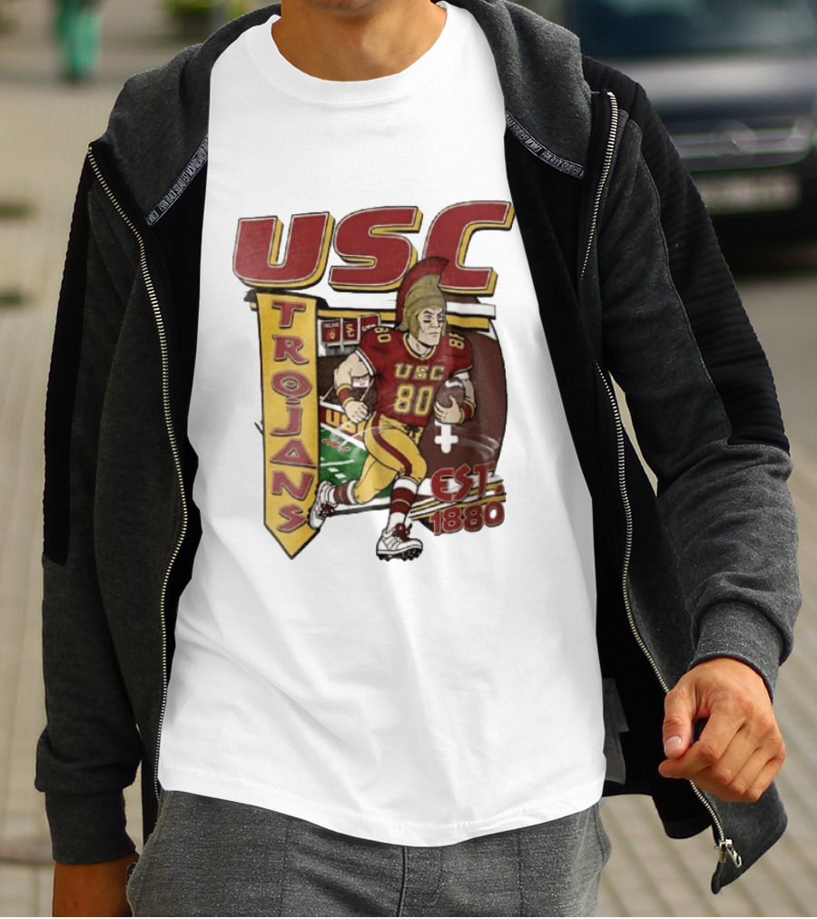 USC Trojans Football Player Cartoon Scoreboard Est 1880 T-Shirt