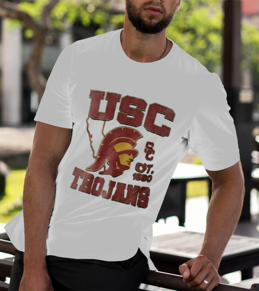 USC Trojans Est 1880 Helmet California State Map Sign T-Shirt
