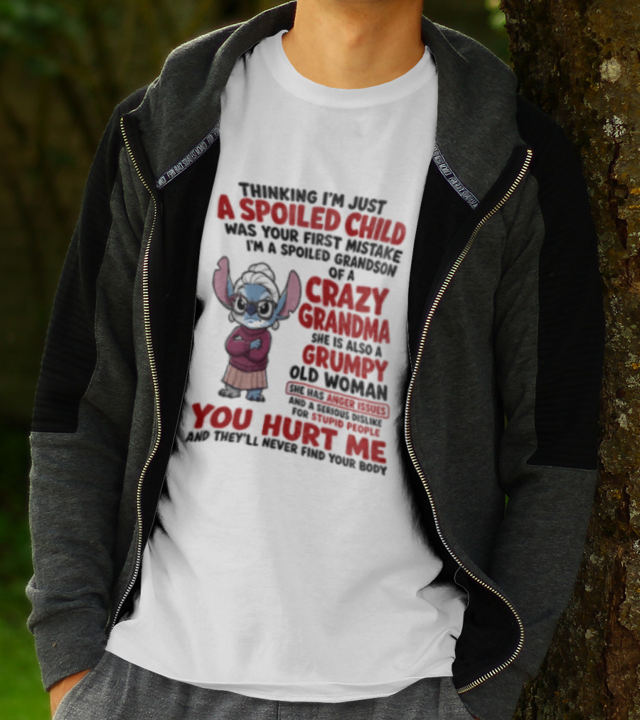 Thinking I'm Just A Spoiled Child Was Your First Mistake Crazy Grandma Stitch You Hurt Me T-Shirt