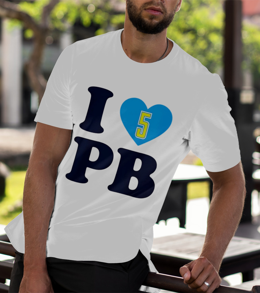 I Love PB Heart 5 Blue And Yellow T-Shirt