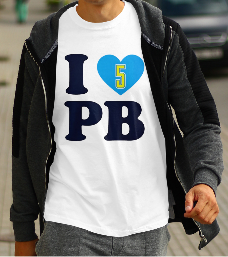 I Love PB Heart 5 Blue And Yellow T-Shirt
