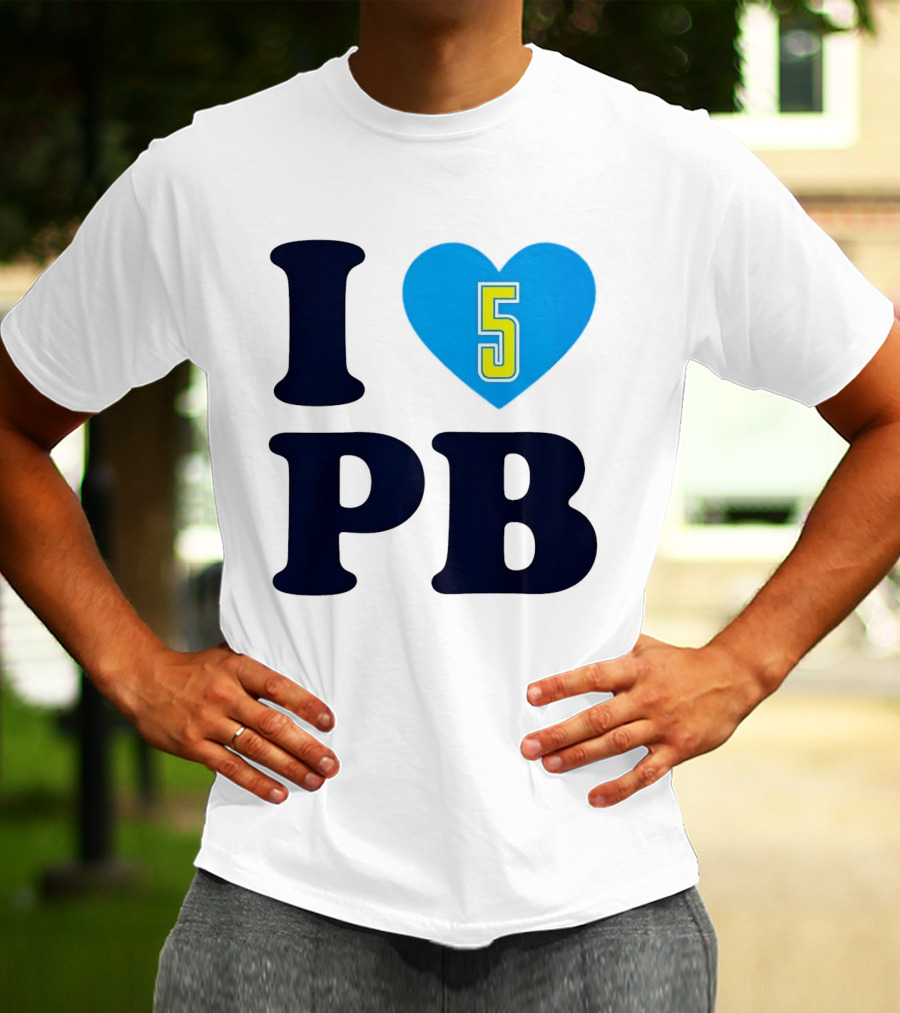 I Love PB Heart 5 Blue And Yellow T-Shirt