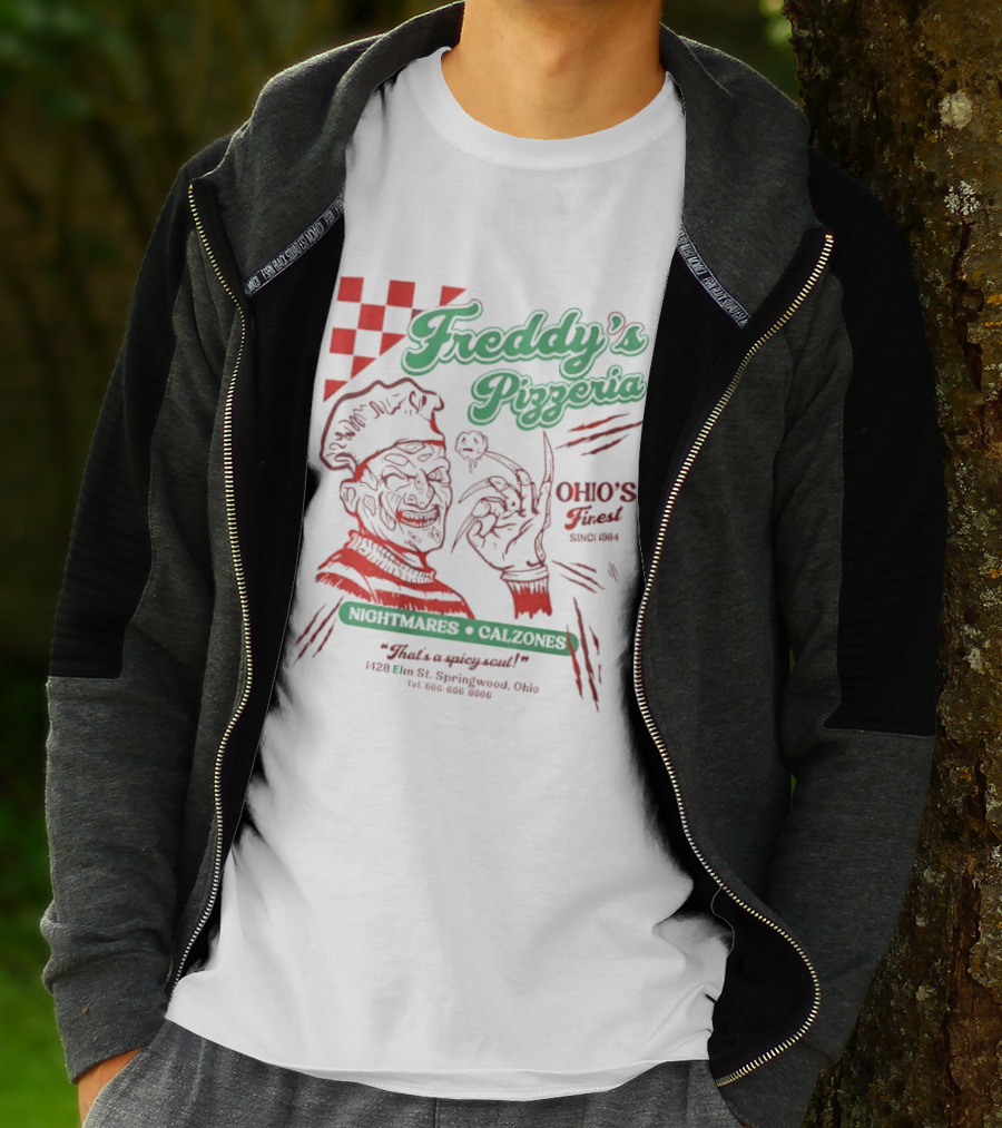 Freddy's Pizzeria Nightmares Calzones Spicy Ohio's Finest Springwood T-Shirt