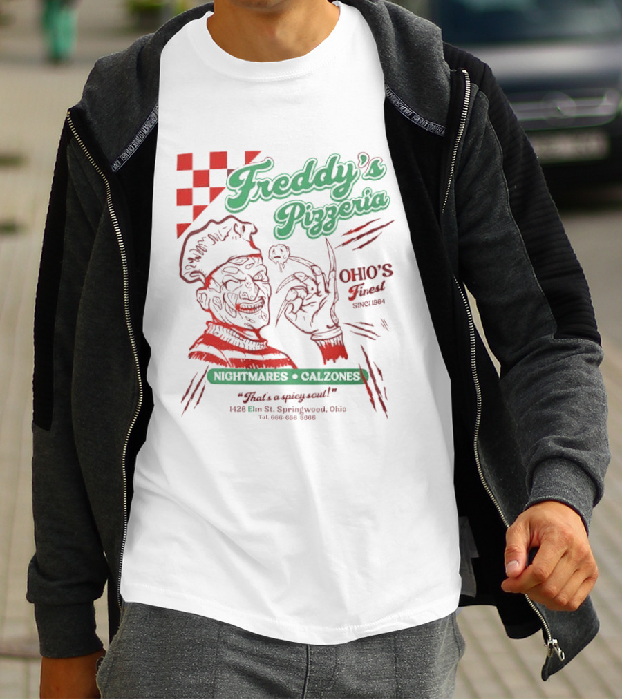 Freddy's Pizzeria Nightmares Calzones Spicy Ohio's Finest Springwood T-Shirt