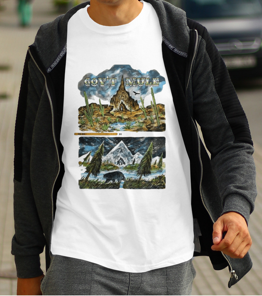 Govt Mule Two Night Kicking In Your Stall 2026 Santa Fe Aug 22 Vail Aug 23 Desert Scene Bear Mountain T-Shirt