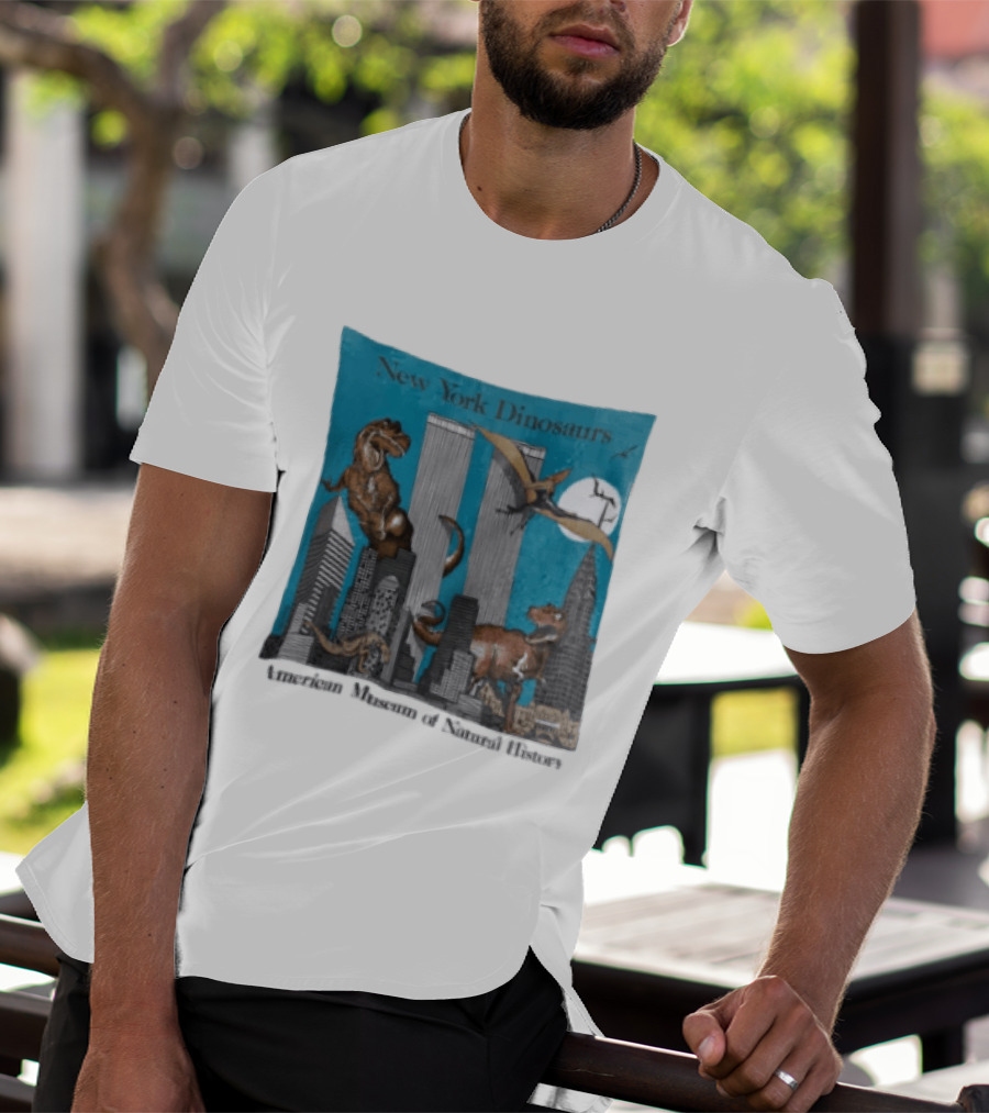 New York Dinosaurs American Museum Of Natural History Twin Towers Scene T-Shirt