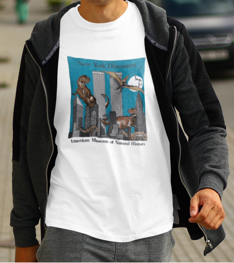 New York Dinosaurs American Museum Of Natural History Twin Towers Scene T-Shirt