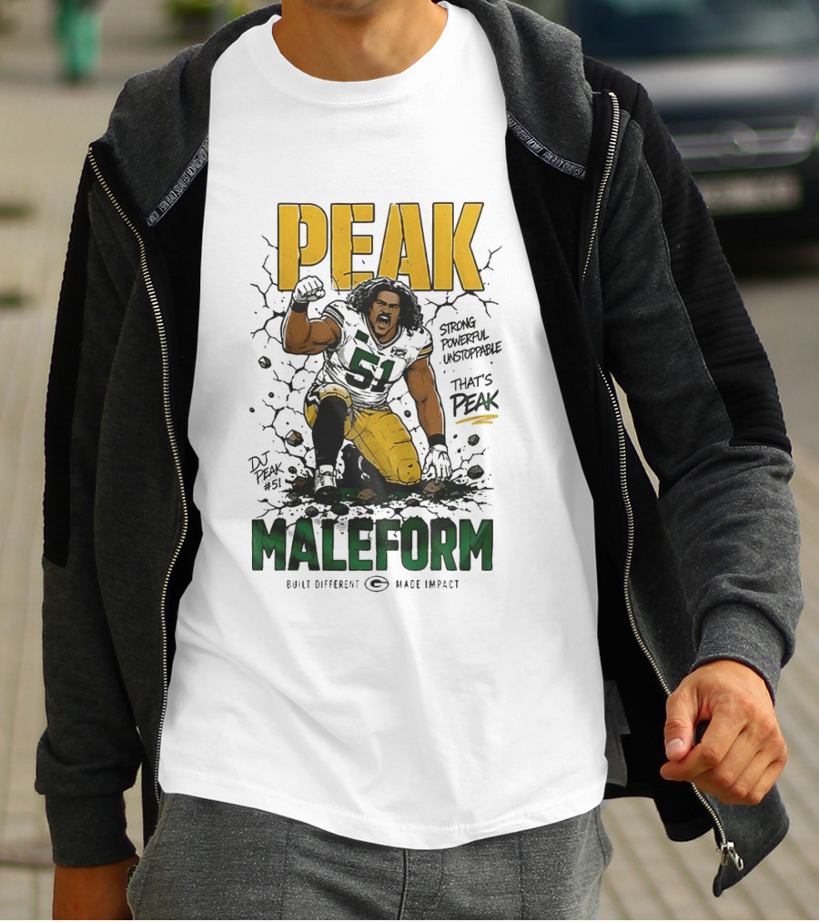 Peak Maleform Green Bay Packers #61 Strong Powerful Unstoppable T-Shirt
