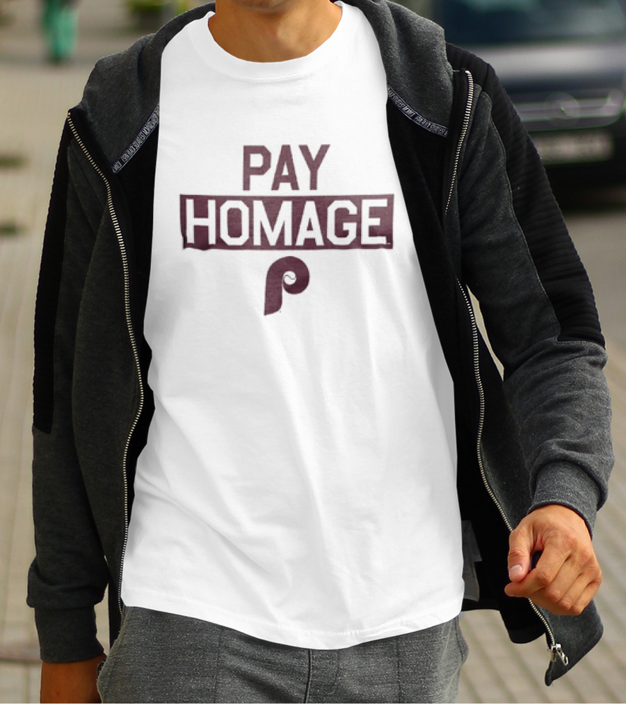 Philadelphia Phillies Pay Homage Maroon Wood Grain T-Shirt