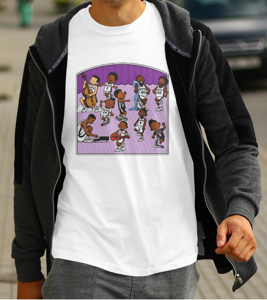 San Antonio Spurs Cartoon Players Music Band Comedy T-Shirt