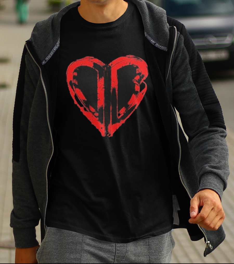50cent Inferno Red DB Villain Distorted Heart T-Shirt