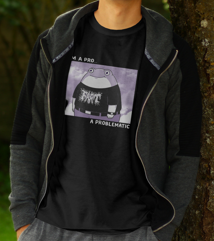 I'm A Pro A Problematic Frog Meme Binary Code Cloudy T-Shirt