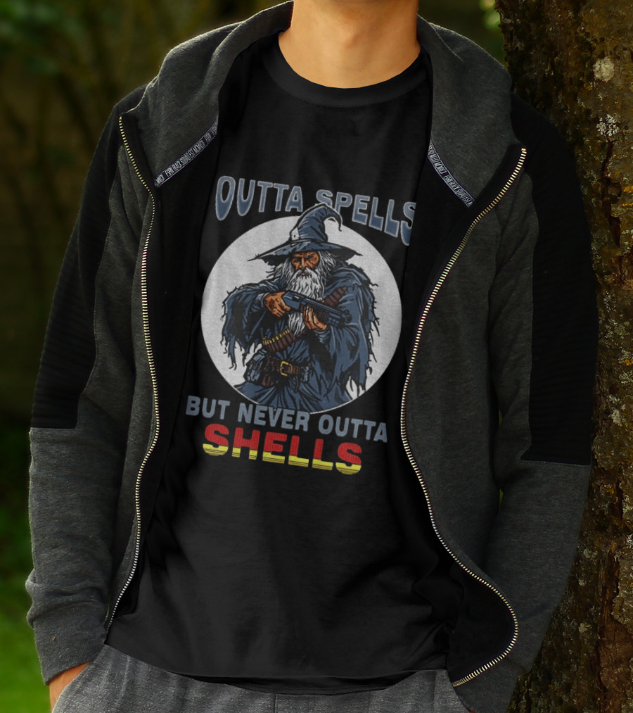 Outta Spells But Never Outta Shells Gandalf With Shotgun T-Shirt