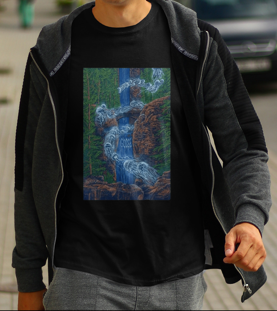 Goose Summer Tour 2026 Hayden Homes Amphitheater Bend August 21 22 Waterfall Forest Scene T-Shirt