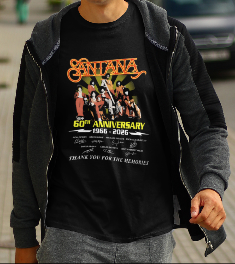 Santana 60th Anniversary 1966 2026 Thank You For The Memories Signatures T-Shirt