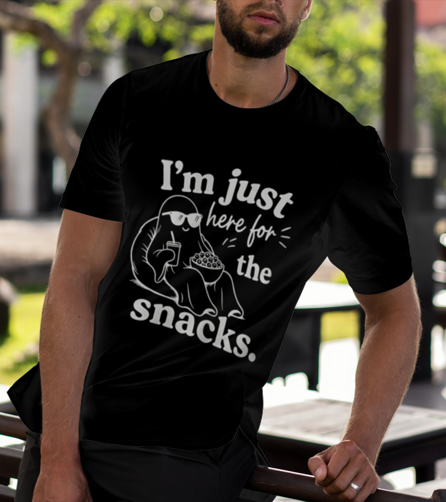 I'm Just Here For The Snacks Sloth Eating Popcorn T-Shirt