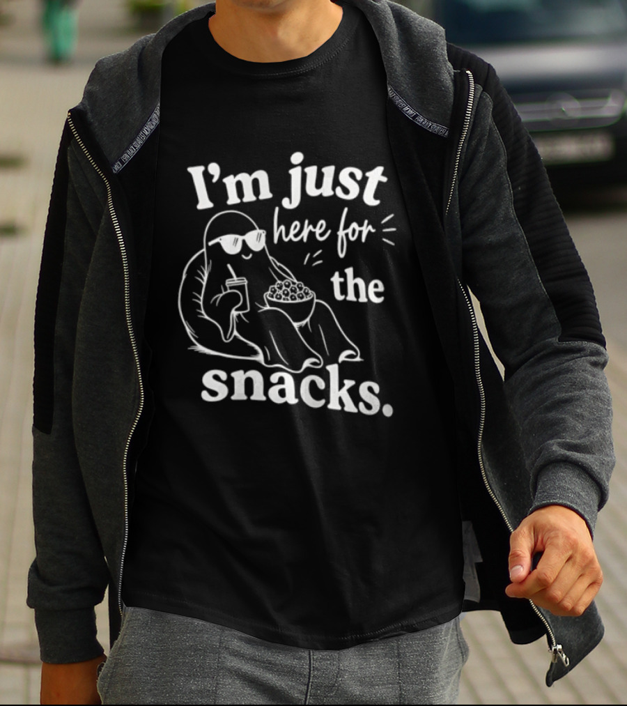 I'm Just Here For The Snacks Sloth Eating Popcorn T-Shirt