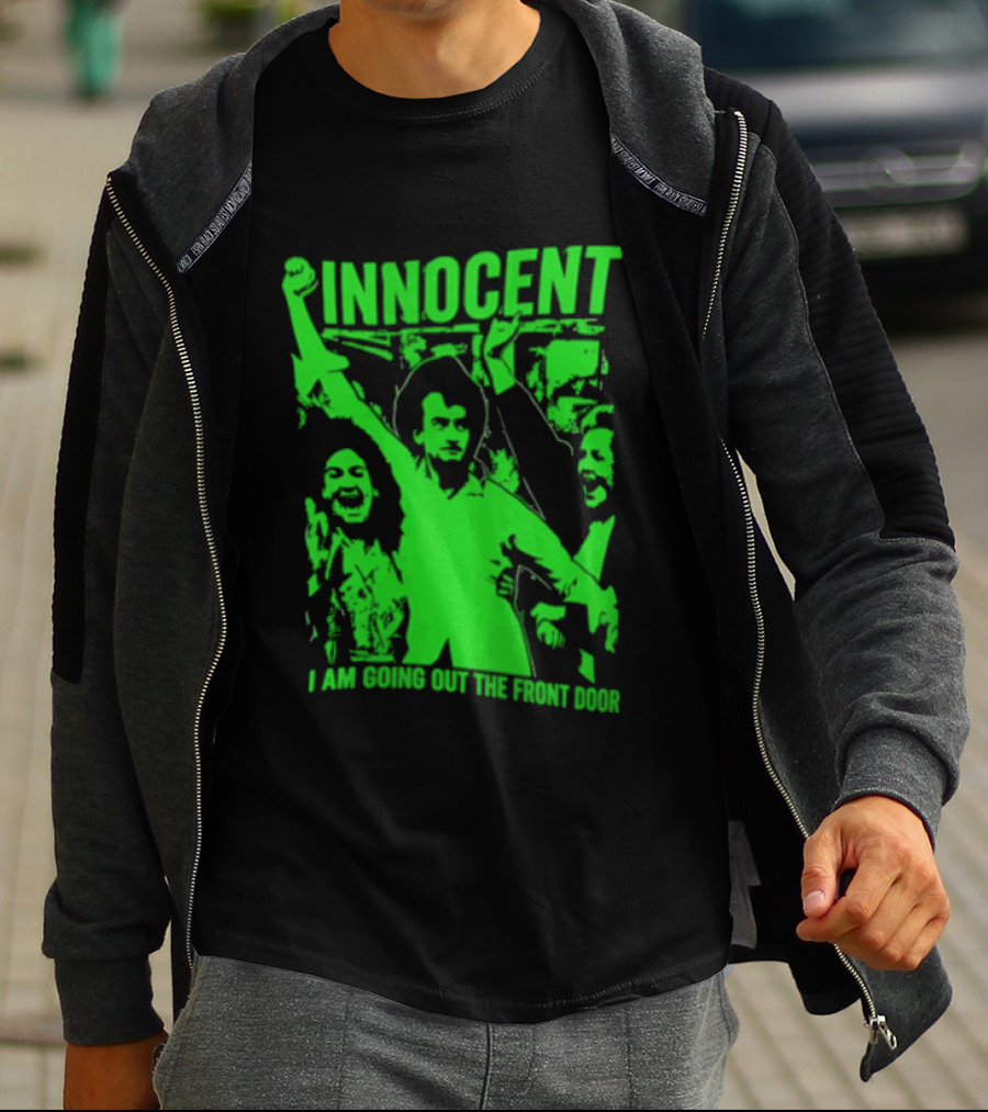 Innocent I Am Going Out The Front Door Retro Style People In Motion T-Shirt