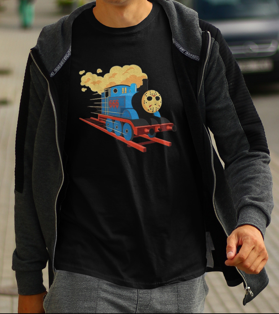 Thomas The Tank Engine Jason Voorhees Mask 666 Railway To Hell T-Shirt